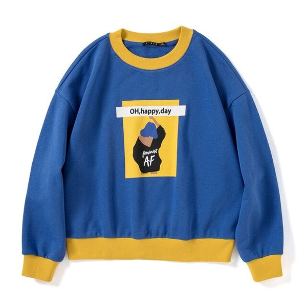 SEMIR Loose hoodies women 2019 new tide round neck pullover small fresh girl Korean long sleeve hoodies