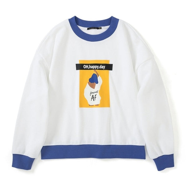 SEMIR Loose hoodies women 2019 new tide round neck pullover small fresh girl Korean long sleeve hoodies