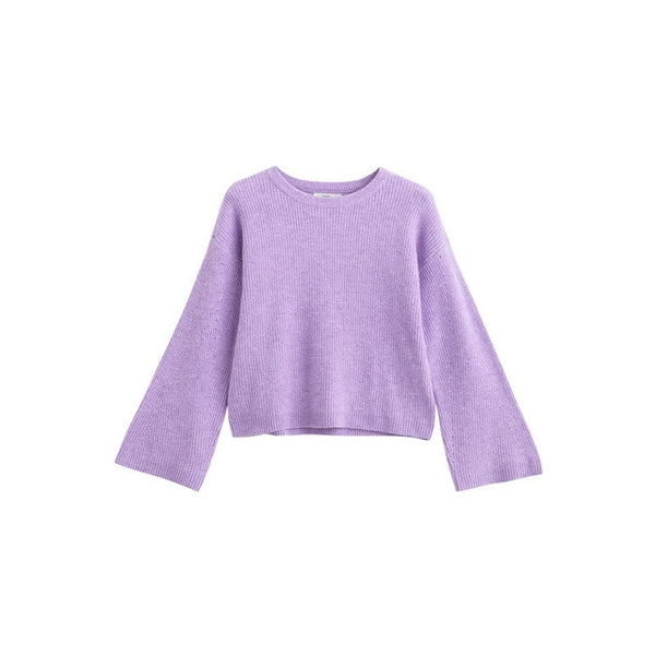 INMAN Winter New Arrival Round Collar Loose Trumpet Sleeves Casual Wild Models Woman Pullover Sweater