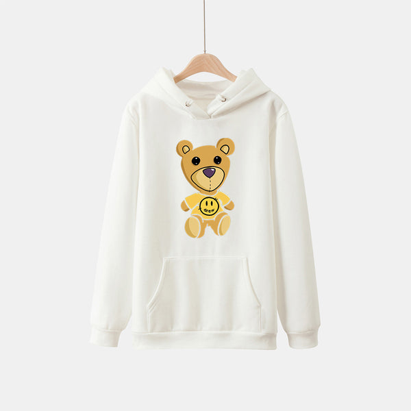 Justin Bieber drew house teddy bear printed Hoodies Sweatshirts Men Women high quality 100% Cotton Pullover Harajuku Streetwear