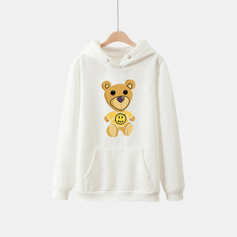 Justin Bieber drew house teddy bear printed Hoodies Sweatshirts Men Women high quality 100% Cotton Pullover Harajuku Streetwear