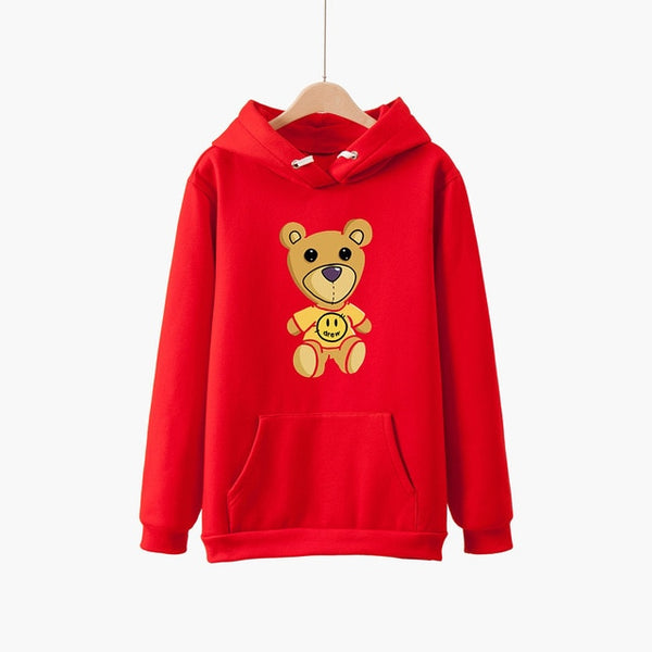 Justin Bieber drew house teddy bear printed Hoodies Sweatshirts Men Women high quality 100% Cotton Pullover Harajuku Streetwear