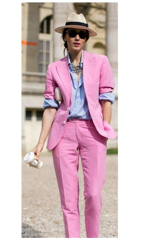 Lucky Pink Lady Women Suit Set 2020 Spring and Autumn Slim Professional 2 Piece Set Suit Women's Pantsuit Customi Made