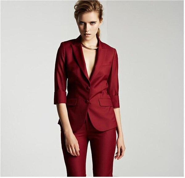 Lucky Pink Lady Women Suit Set 2020 Spring and Autumn Slim Professional 2 Piece Set Suit Women's Pantsuit Customi Made