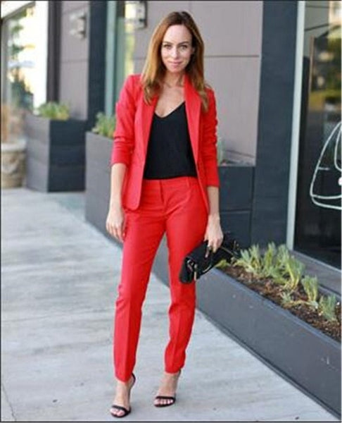 Lucky Pink Lady Women Suit Set 2020 Spring and Autumn Slim Professional 2 Piece Set Suit Women's Pantsuit Customi Made