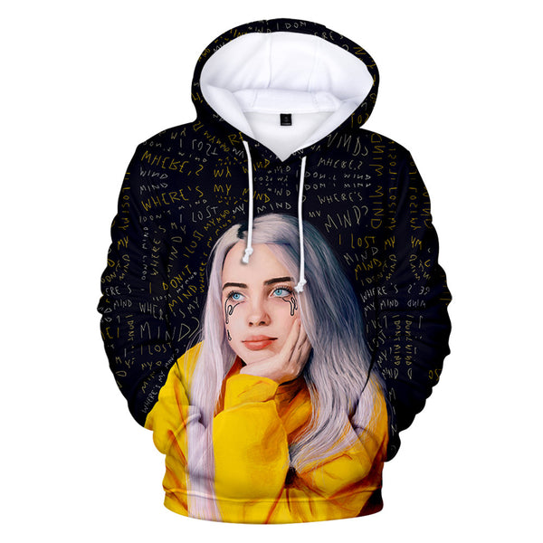 Suitable 3D Billie Eilish Hoodies Women girls kids Sweatshirts Fashion 3D Billie Eilish Autumn Hoodie Casual girls pullovers