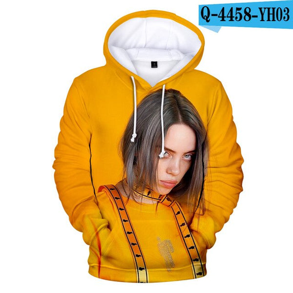 Suitable 3D Billie Eilish Hoodies Women girls kids Sweatshirts Fashion 3D Billie Eilish Autumn Hoodie Casual girls pullovers