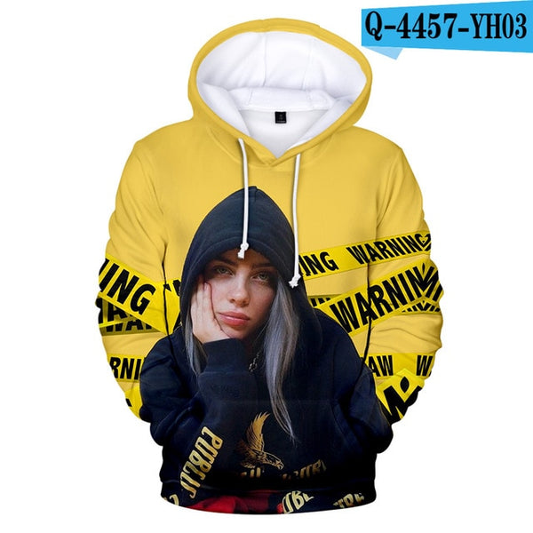 Suitable 3D Billie Eilish Hoodies Women girls kids Sweatshirts Fashion 3D Billie Eilish Autumn Hoodie Casual girls pullovers
