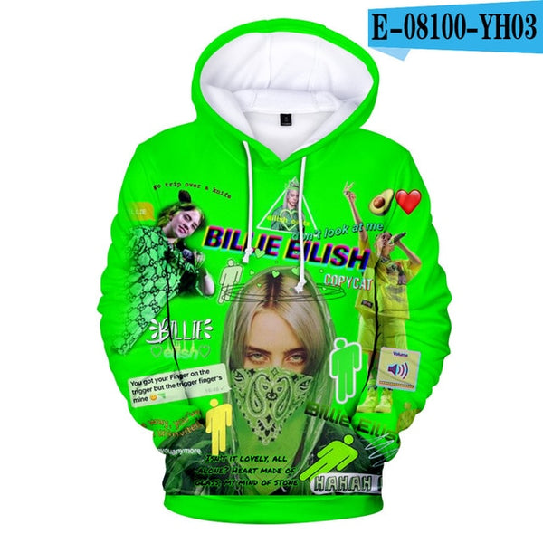 Suitable 3D Billie Eilish Hoodies Women girls kids Sweatshirts Fashion 3D Billie Eilish Autumn Hoodie Casual girls pullovers