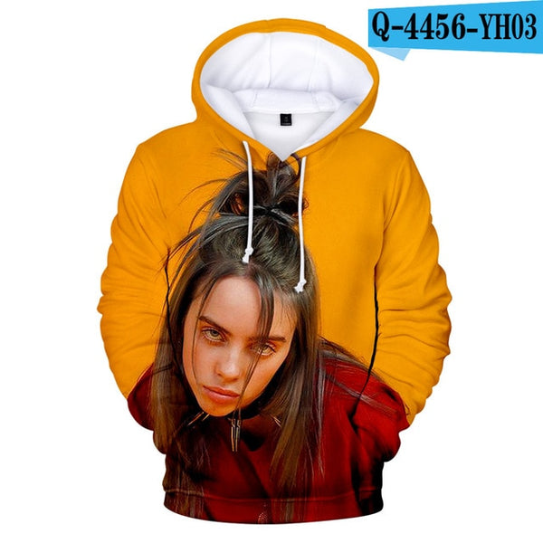 Suitable 3D Billie Eilish Hoodies Women girls kids Sweatshirts Fashion 3D Billie Eilish Autumn Hoodie Casual girls pullovers