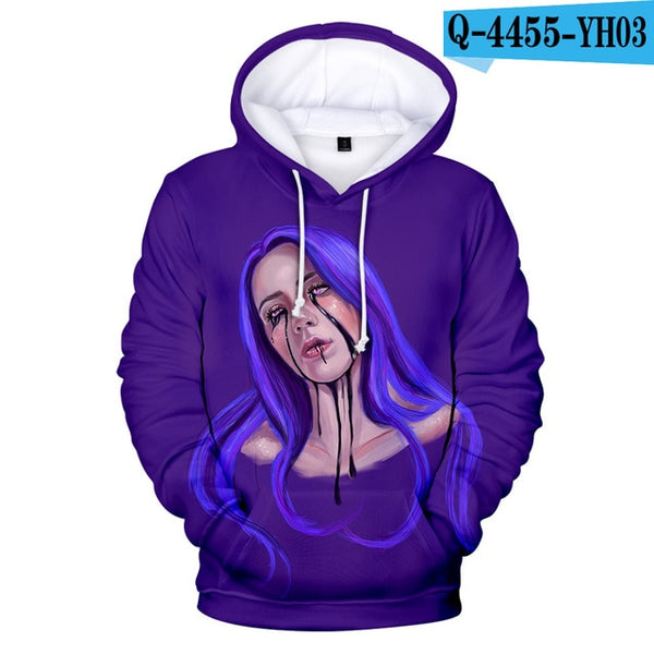 Suitable 3D Billie Eilish Hoodies Women girls kids Sweatshirts Fashion 3D Billie Eilish Autumn Hoodie Casual girls pullovers