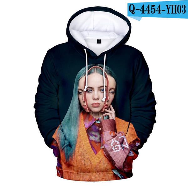 Suitable 3D Billie Eilish Hoodies Women girls kids Sweatshirts Fashion 3D Billie Eilish Autumn Hoodie Casual girls pullovers