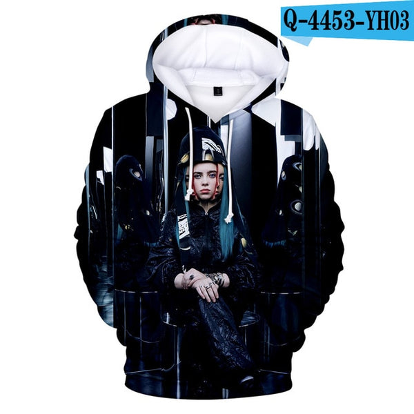 Suitable 3D Billie Eilish Hoodies Women girls kids Sweatshirts Fashion 3D Billie Eilish Autumn Hoodie Casual girls pullovers