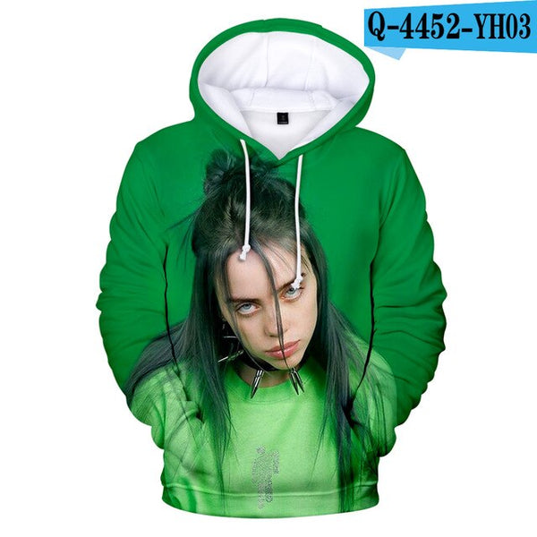 Suitable 3D Billie Eilish Hoodies Women girls kids Sweatshirts Fashion 3D Billie Eilish Autumn Hoodie Casual girls pullovers
