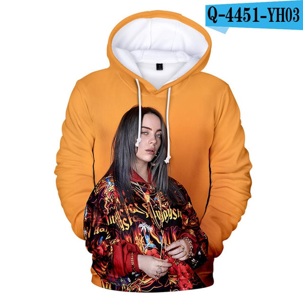 Suitable 3D Billie Eilish Hoodies Women girls kids Sweatshirts Fashion 3D Billie Eilish Autumn Hoodie Casual girls pullovers