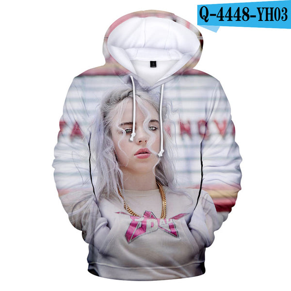 Suitable 3D Billie Eilish Hoodies Women girls kids Sweatshirts Fashion 3D Billie Eilish Autumn Hoodie Casual girls pullovers