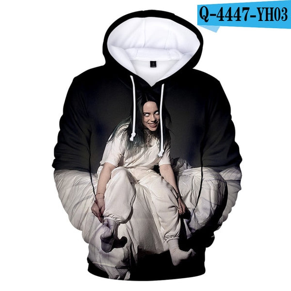 Suitable 3D Billie Eilish Hoodies Women girls kids Sweatshirts Fashion 3D Billie Eilish Autumn Hoodie Casual girls pullovers