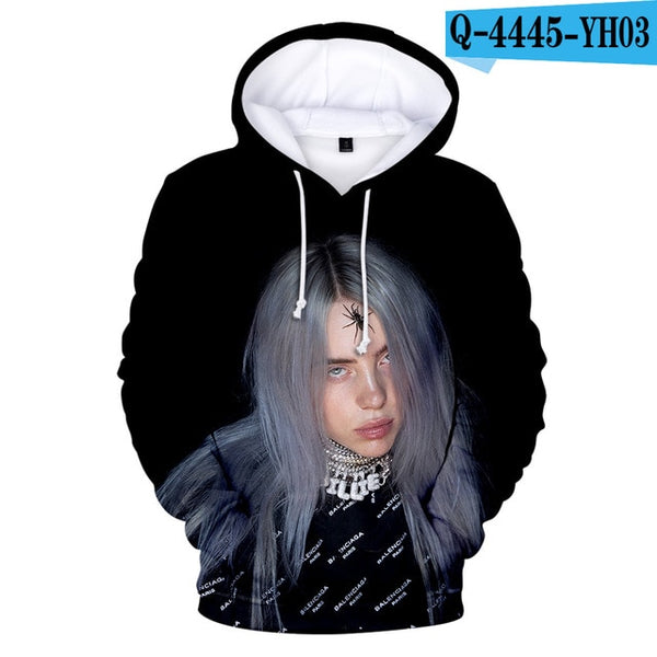 Suitable 3D Billie Eilish Hoodies Women girls kids Sweatshirts Fashion 3D Billie Eilish Autumn Hoodie Casual girls pullovers