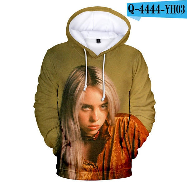 Suitable 3D Billie Eilish Hoodies Women girls kids Sweatshirts Fashion 3D Billie Eilish Autumn Hoodie Casual girls pullovers