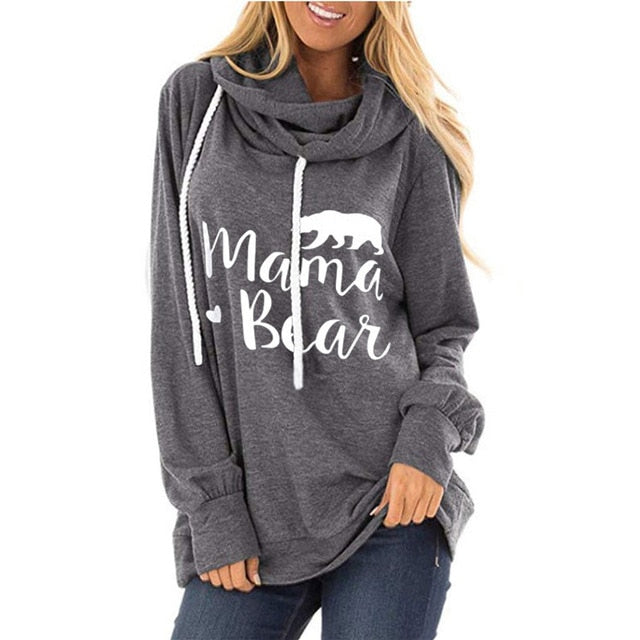 2020 Spring Women Hoodies Loose Cotton Pullover Hoodie Mama Bear Letter Print Sweatshirt Casual Hoody Ladies Autumn Winter Tops