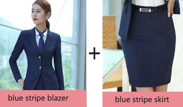 Blazer suit set for women stripe long sleeve pant suit office lady button temperament Shitsuke woman business suits female suits