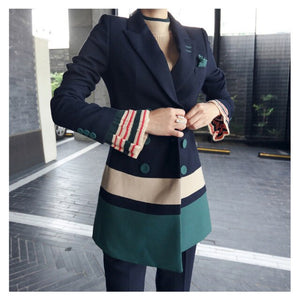HIGH QUALITY Long Section Business Pant Suits Formal Women Business Work Wear Sets Winter Slim Fashion Ladies Suit set 2 pieces