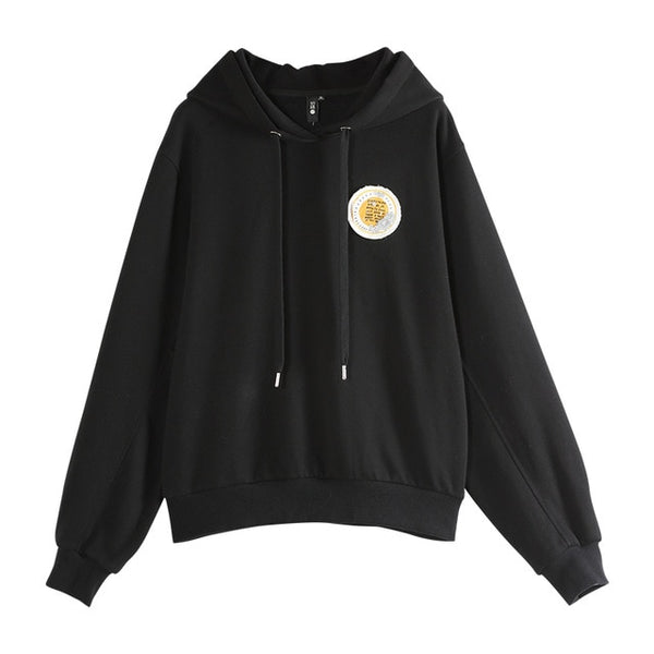 Toyouth 2019 Women Sweatshirts New Arrival Spring Long Sleeve Loose Solid Color Hoodies Female Casual Sweatshirts