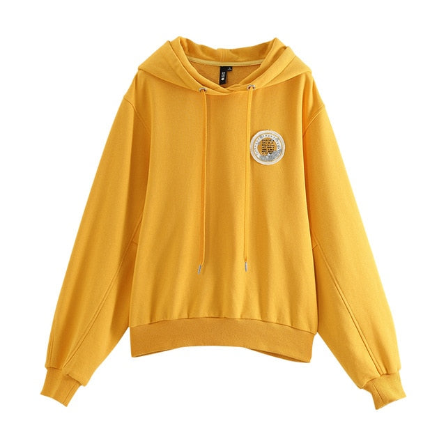 Toyouth 2019 Women Sweatshirts New Arrival Spring Long Sleeve Loose Solid Color Hoodies Female Casual Sweatshirts