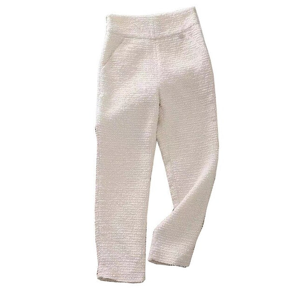 Women white Slim Tweed Blazer Pant Suits Female suit dress Women's Business Office Tweed Jacket+Pants Ladies Suit Set